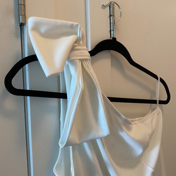 JASAMBAC Women's Bow One Shoulder Dress with Pockets - Picture 5 of 6